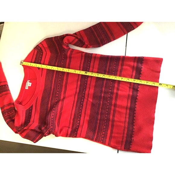 MERONA- WOMENS RED/NAVY CREW NECK LONG SLEEVE SWEATER SIZE SMALL - Picture 6 of 7
